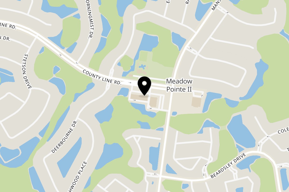 Map showing the location of Caprese Pizza House on 30036 County Line Rd in Wesley Chapel
